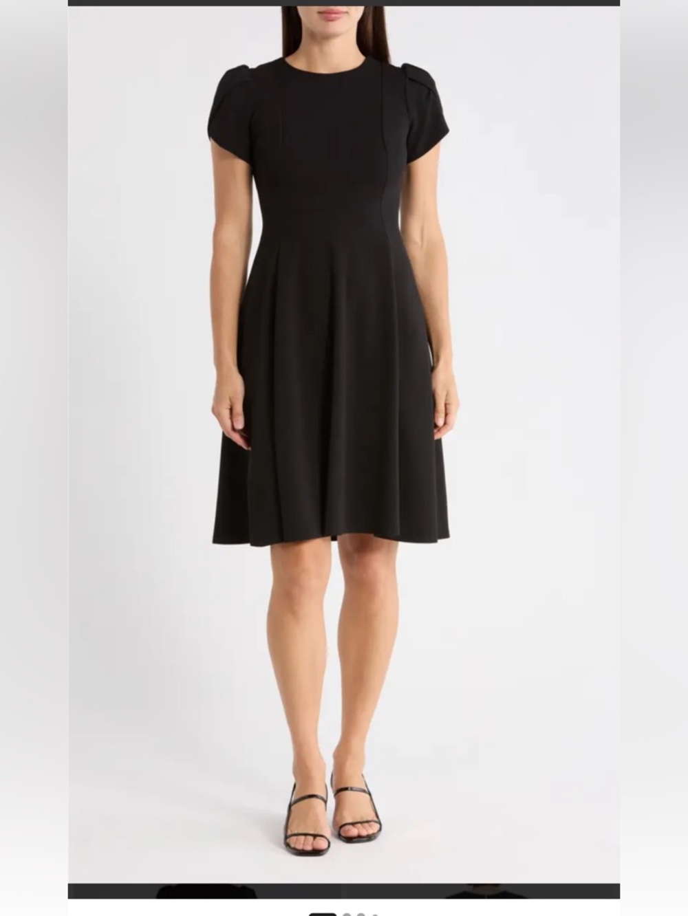 Calvin Klein Black Midi Wrap Dress with Tie Waist